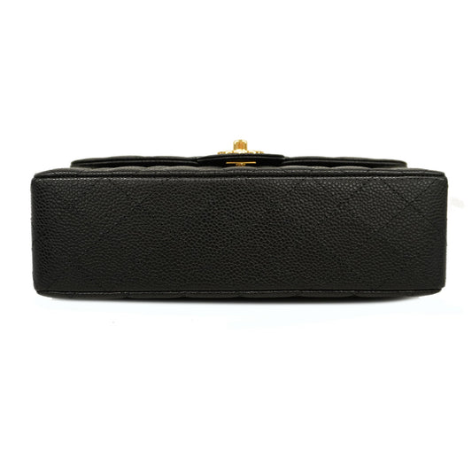 CHANEL Matelasse W Flap W Chain Women's Caviar Leather Shoulder Bag Black