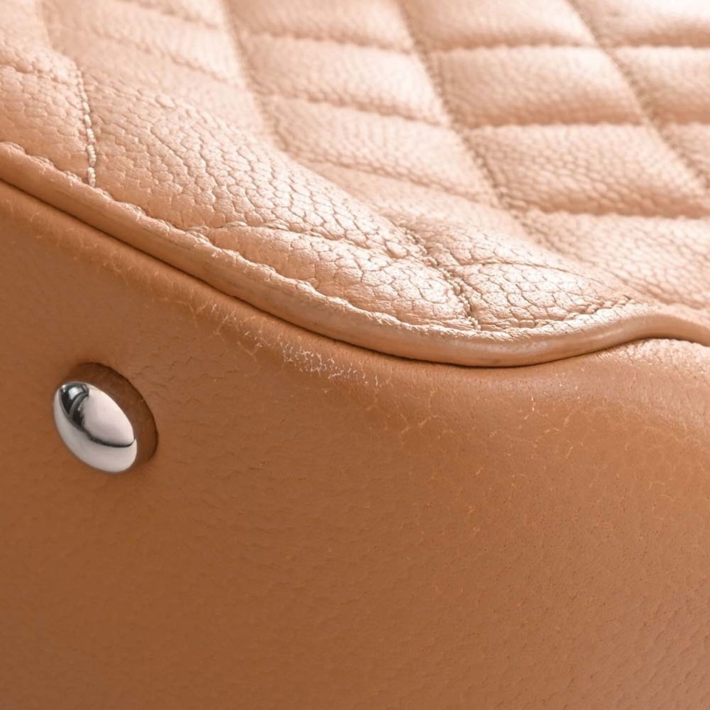 Luxury Chanel Caviar Skin Matelasse Coco Mark Handbag Brown Women's