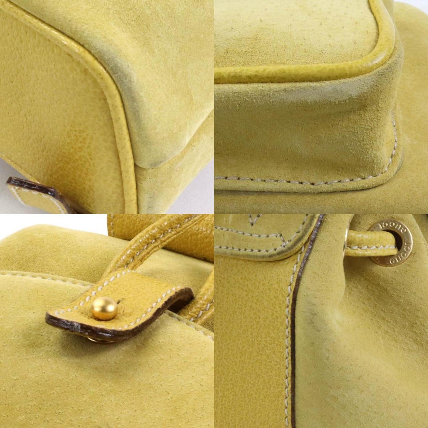 Luxury Gucci Trending 2025 Backpack Bamboo Suede/Leather Yellow Gold Women's