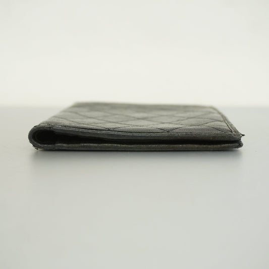CHANEL Bicolor Bi-fold Wallet Women's Lambskin Black