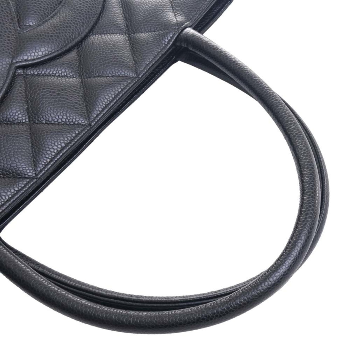 Luxury Chanel Caviar Skin Coco Mark Reprint Tote Bag Black Ladies