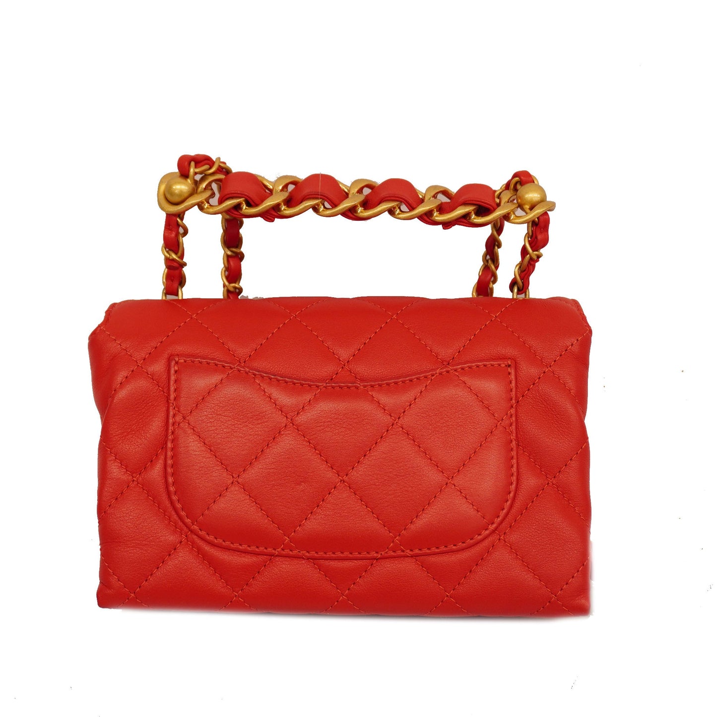CHANEL Matelasse Chain Shoulder Women's Leather Shoulder Bag Red Color