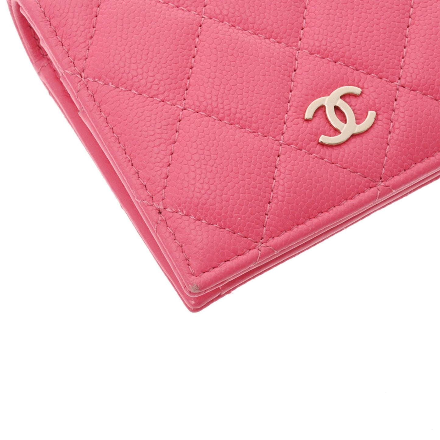Luxury Chanel matelasse pink ladies caviar skin folio wallet