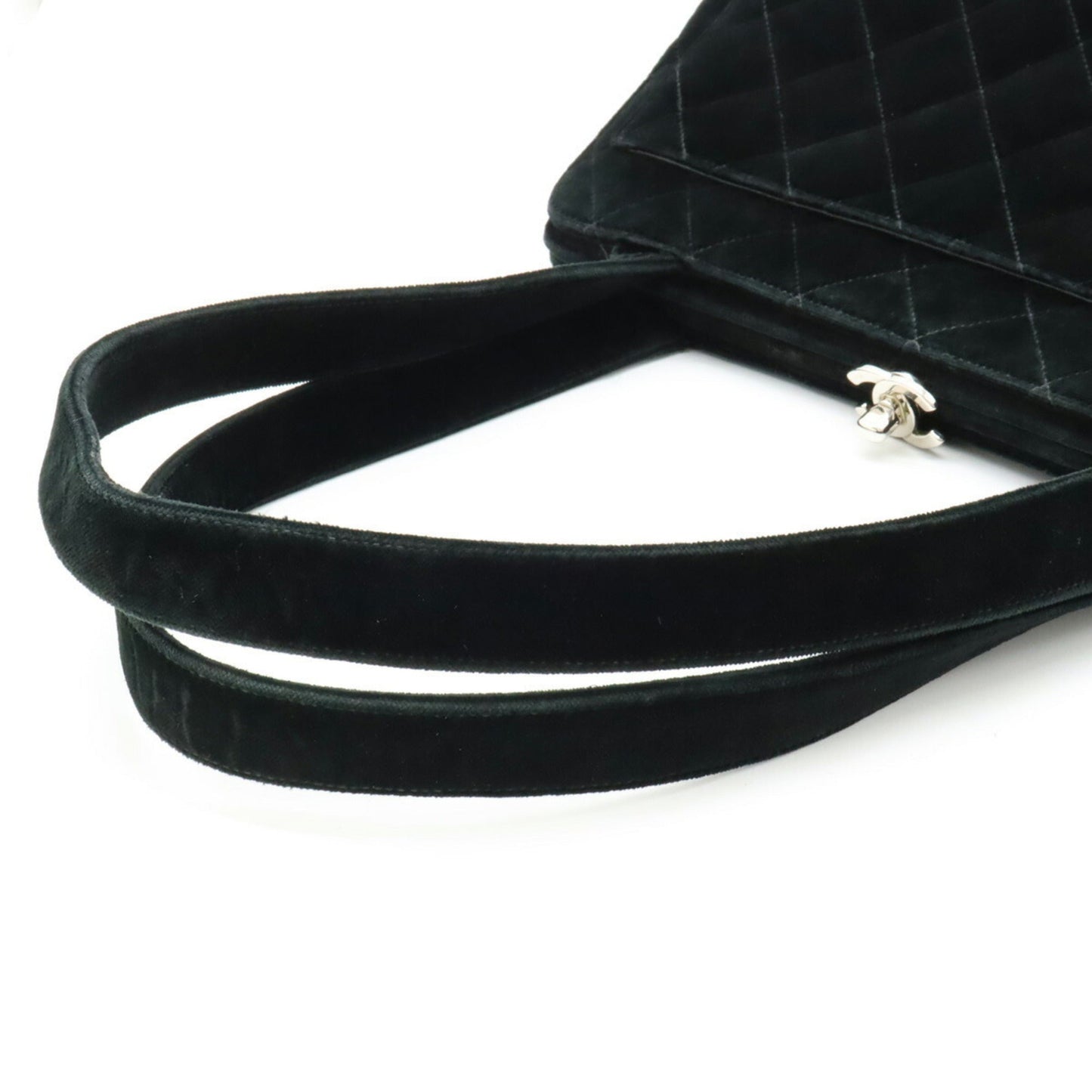 Luxury Chanel Velor Matelasse Shoulder Bag Tote Black