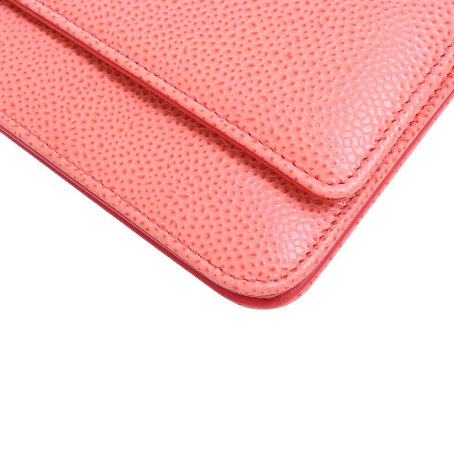Luxury Chanel Caviar Skin Coco Mark Chain Shoulder Long Wallet Orange Ladies