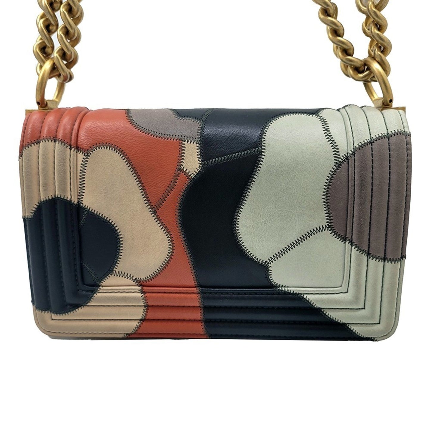 Luxury Chanel boy shoulder bag 2WAY camellia navy multicolor G metal fittings No. 24 compact women's men's unisex
