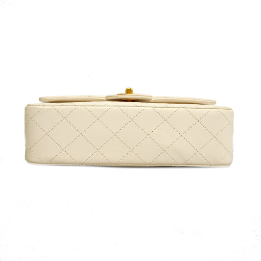 CHANEL Matelasse W Flap W Chain Women's Leather Shoulder Bag White