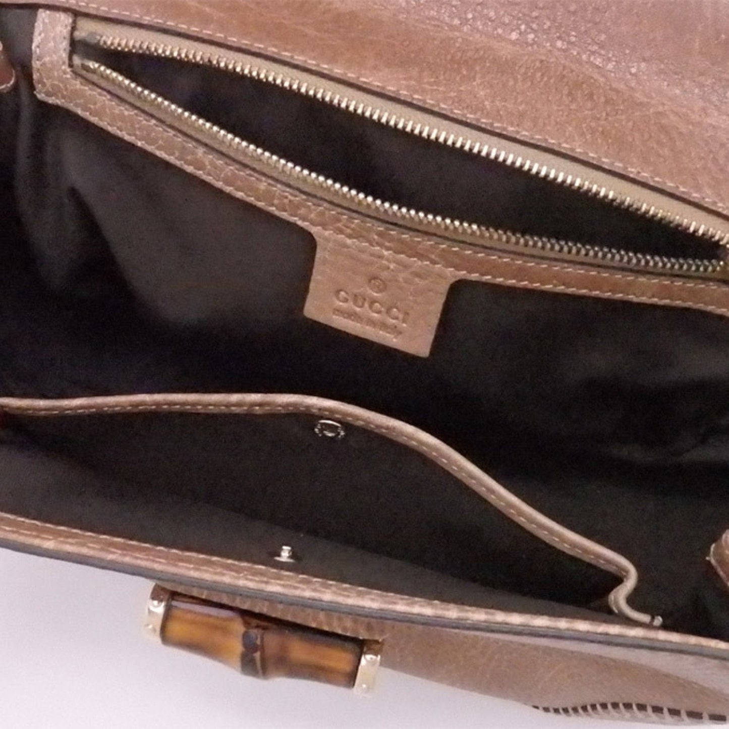 Luxury Gucci 2Way Bag Bamboo Brown Leather x Gold Hardware Handbag Shoulder Women's 224964