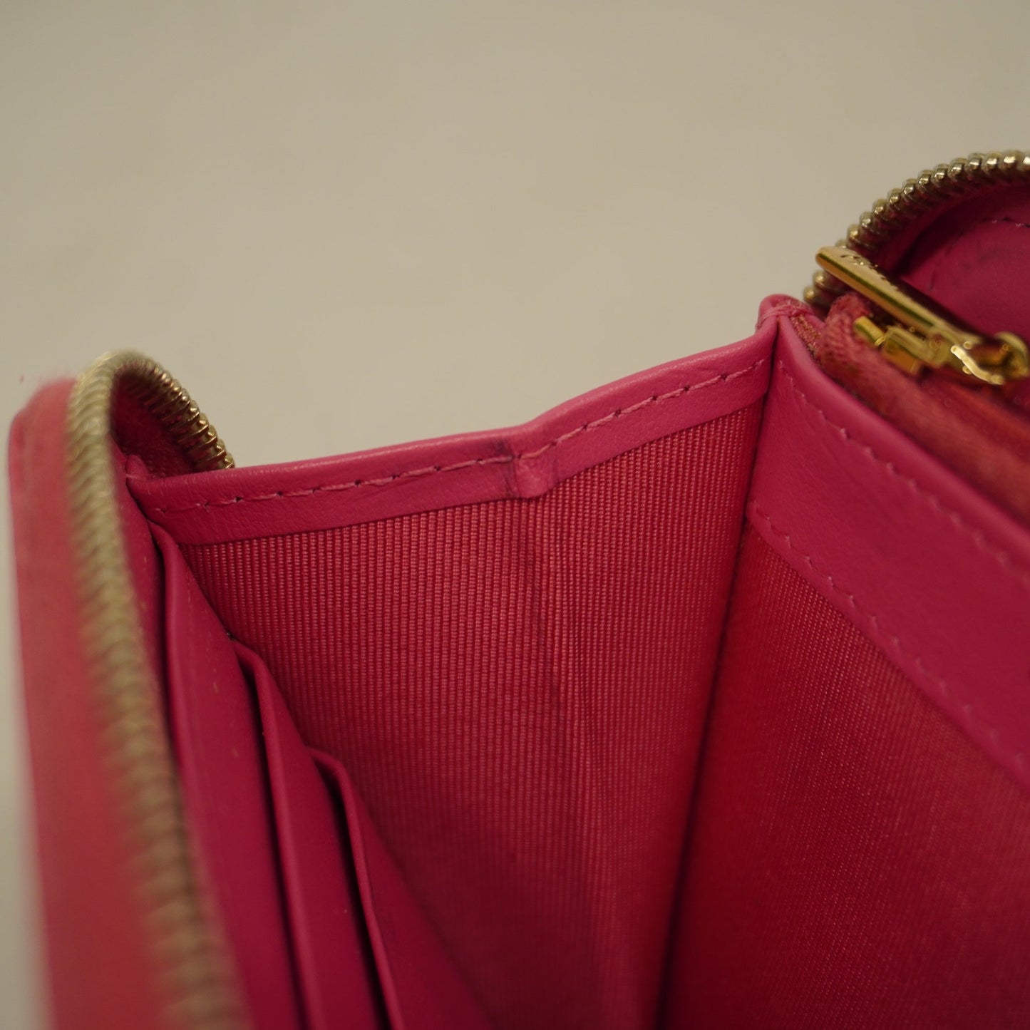 CHANEL Matelasse Gold Hardware Women's Caviar Leather Long Wallet Pink