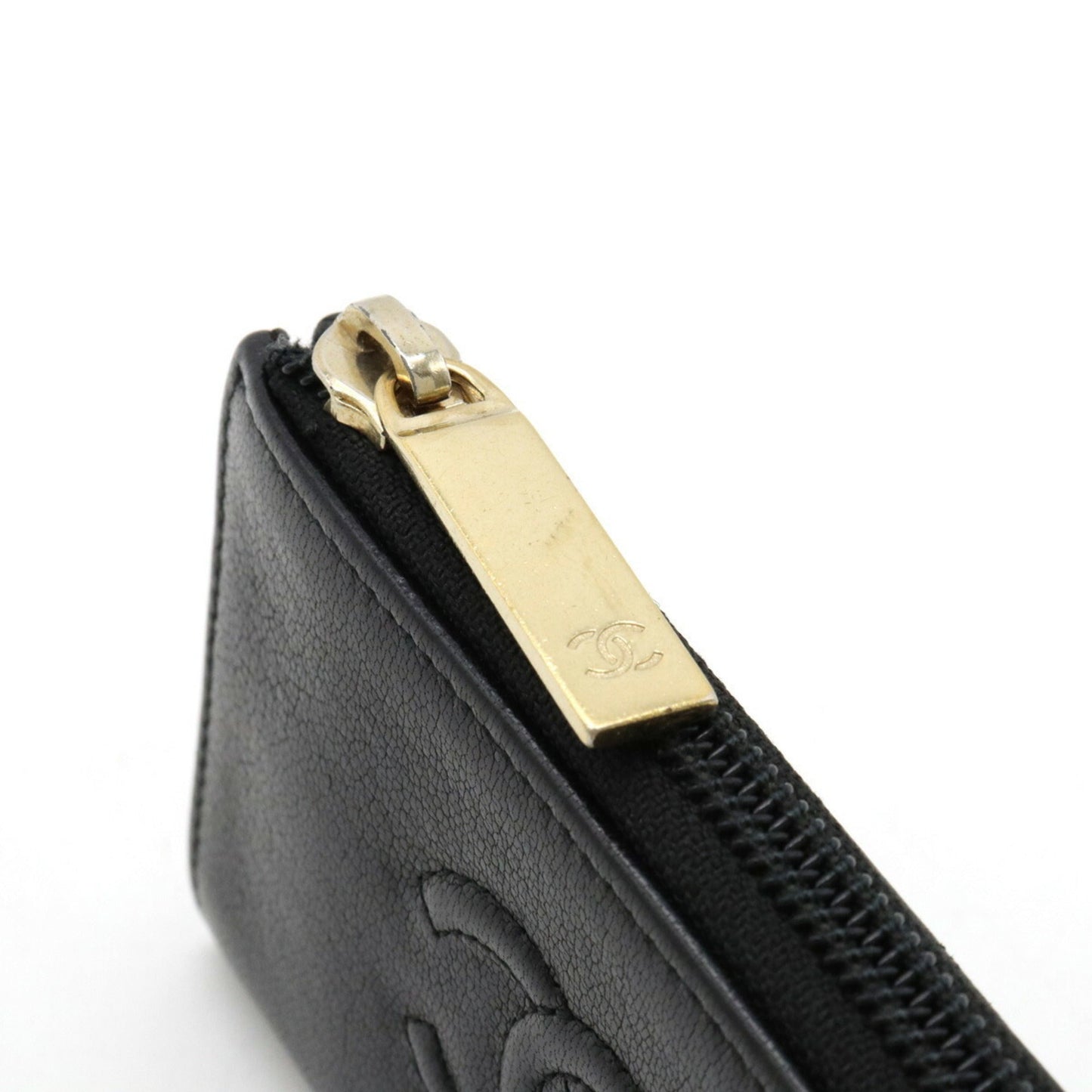 Luxury Chanel Cocomark Coin Case Purse L-shaped Leather Black A68885