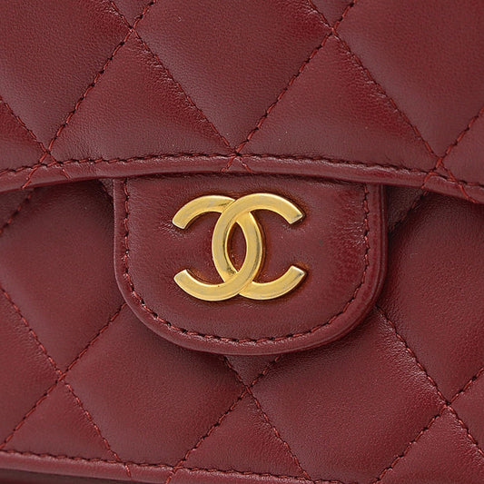 Chanel Matelasse Flap Coin Purse Chain Pouch Lambskin Bordeaux AP2200