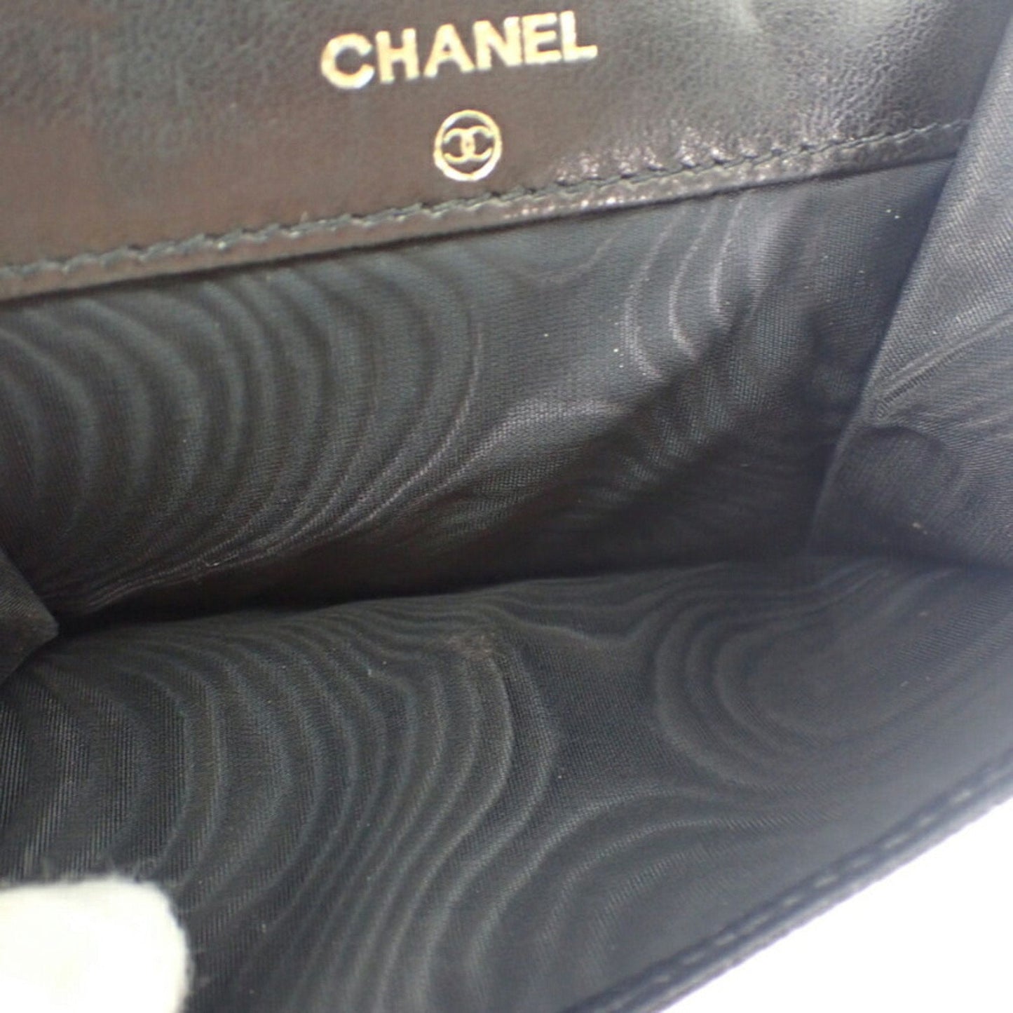 Luxury Chanel caviar skin black trifold wallet