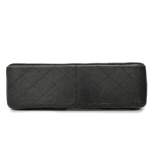 CHANEL Matelasse W Flap W Chain Women's Caviar Leather Shoulder Bag Black