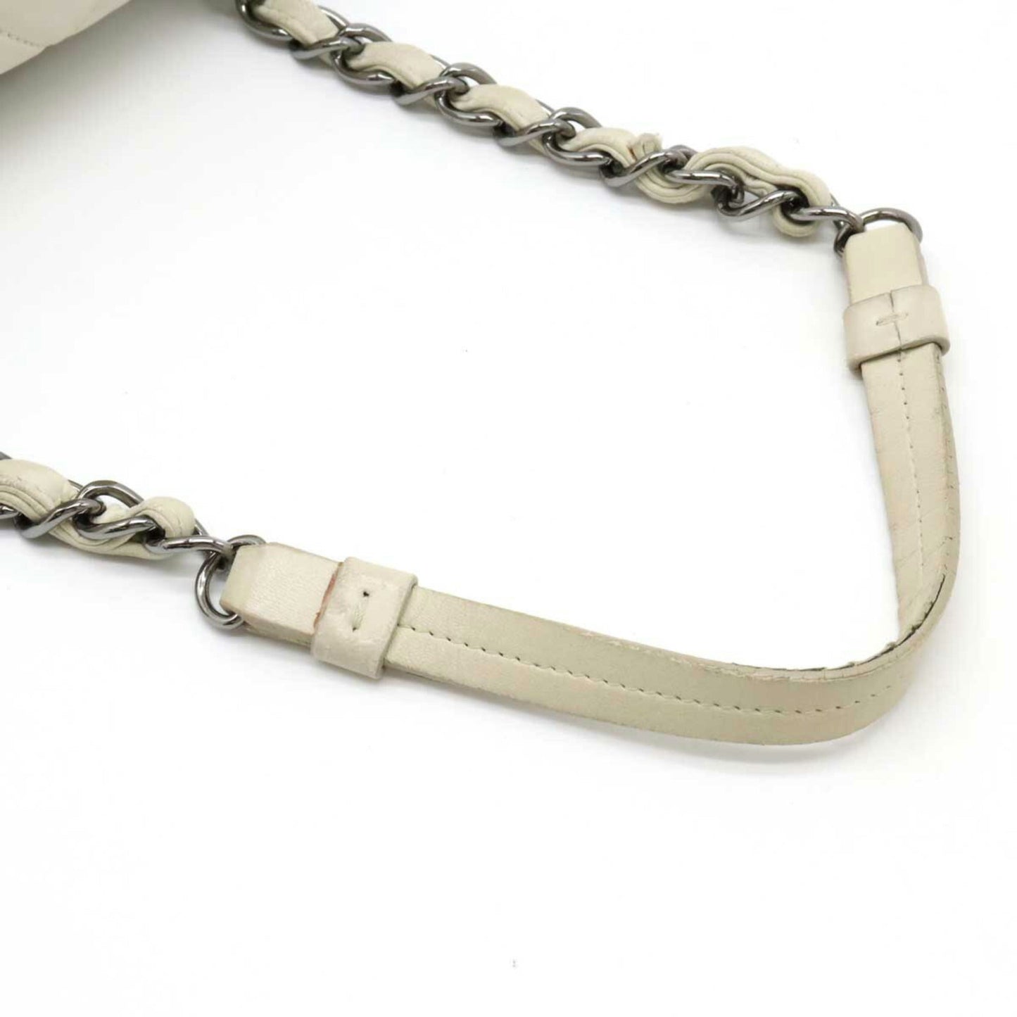 Luxury Chanel Matelasse Coco Mark Half Moon Shoulder Bag Chain Leather Ivory