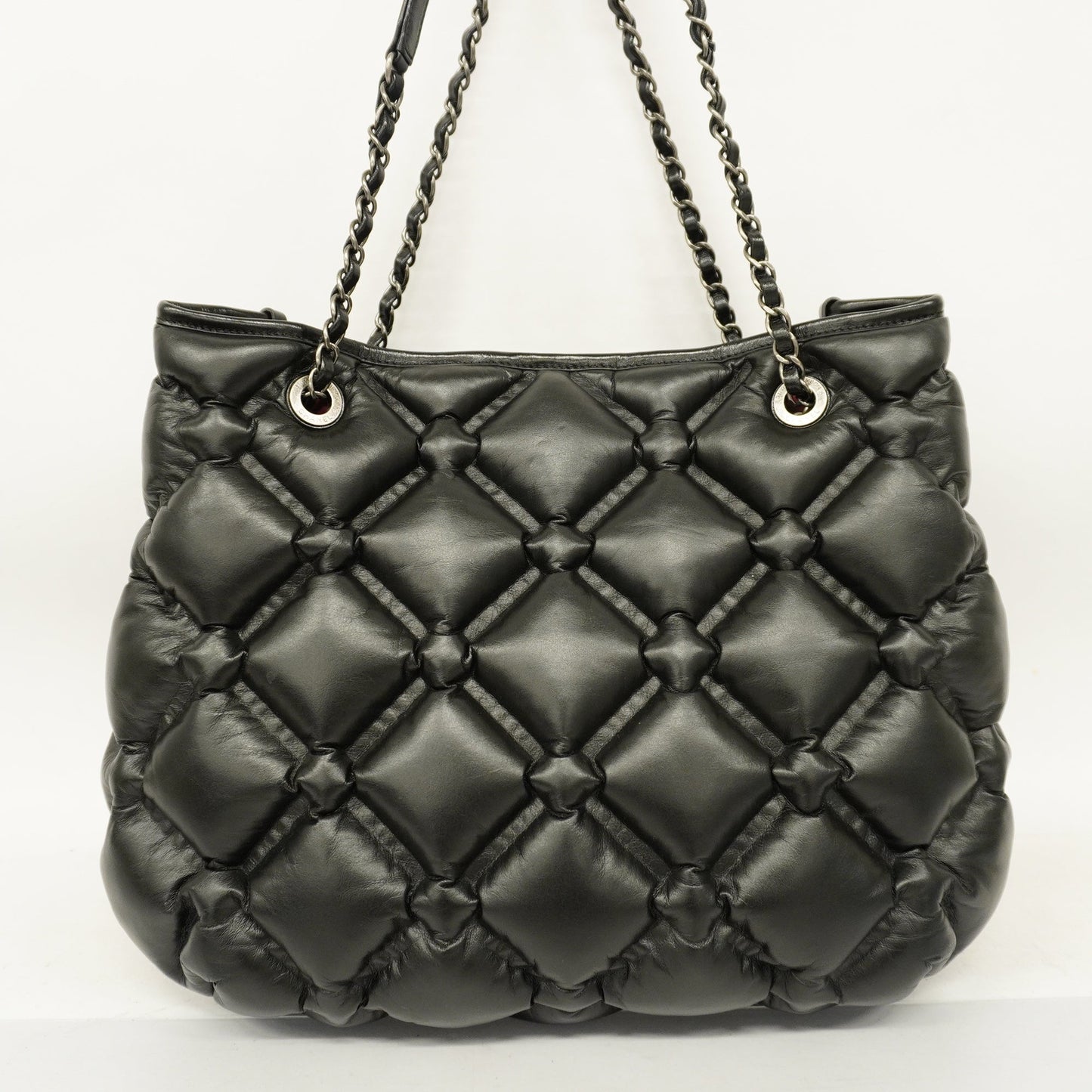 CHANEL Bubble Quilt Chain Shoulder Women's Leather Shoulder Bag Black