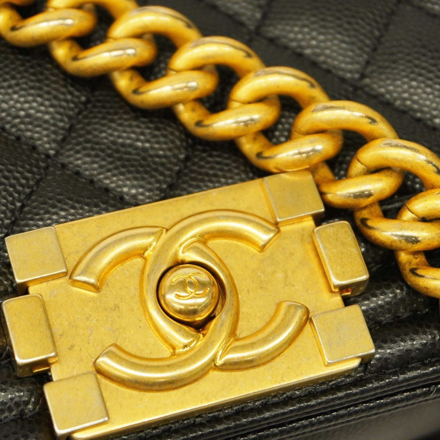 CHANEL Boy Chain Shoulder Bag Black
