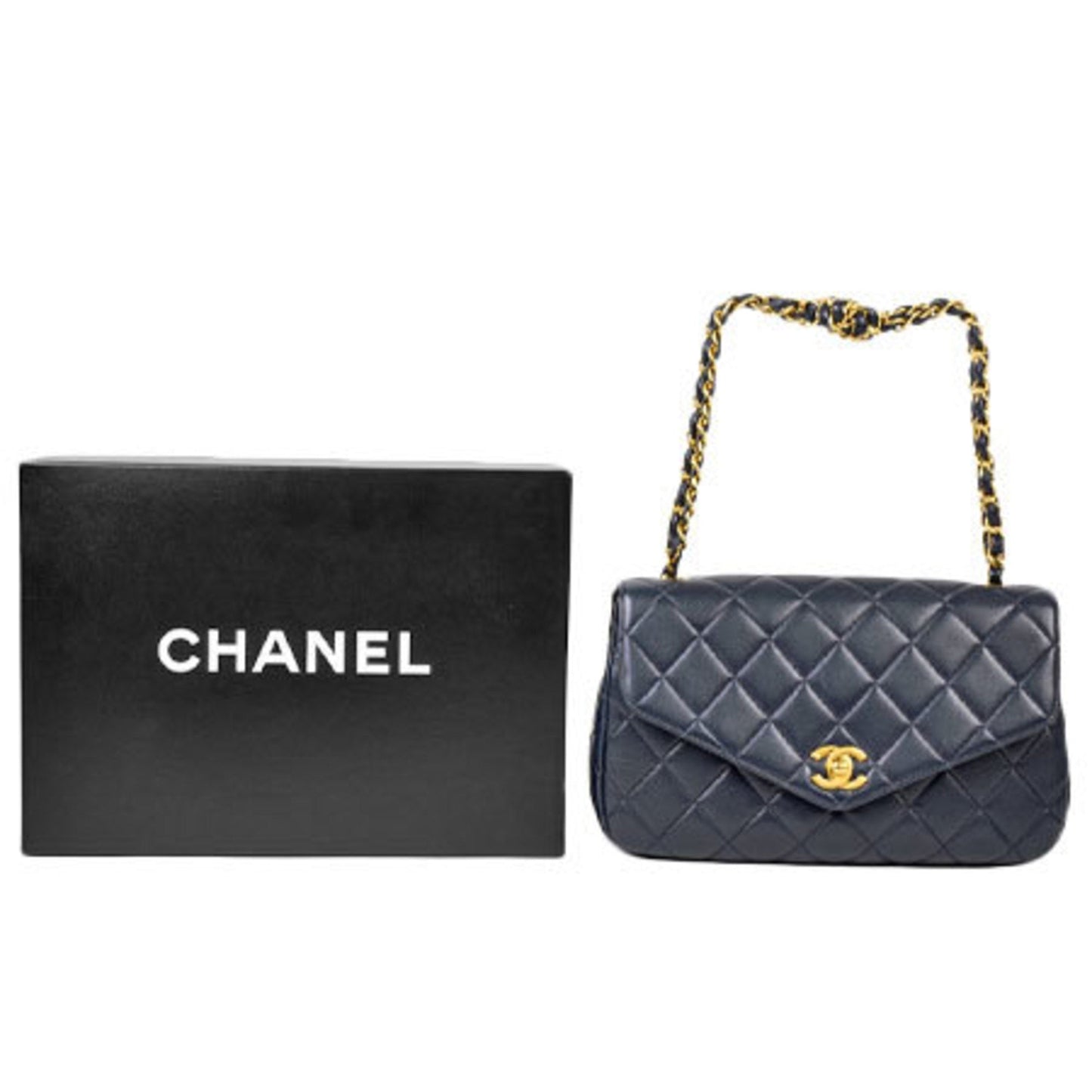 Chanel matelasse V flap knot chain handbag No. 3 here mark navy lambskin