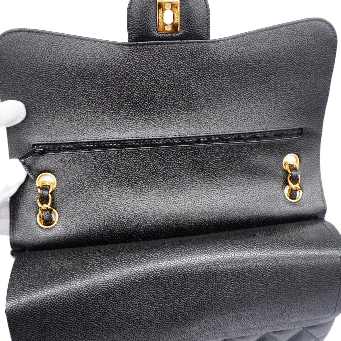 CHANEL Big Matelasse W Flap W Chain Women's Leather Shoulder Bag Black