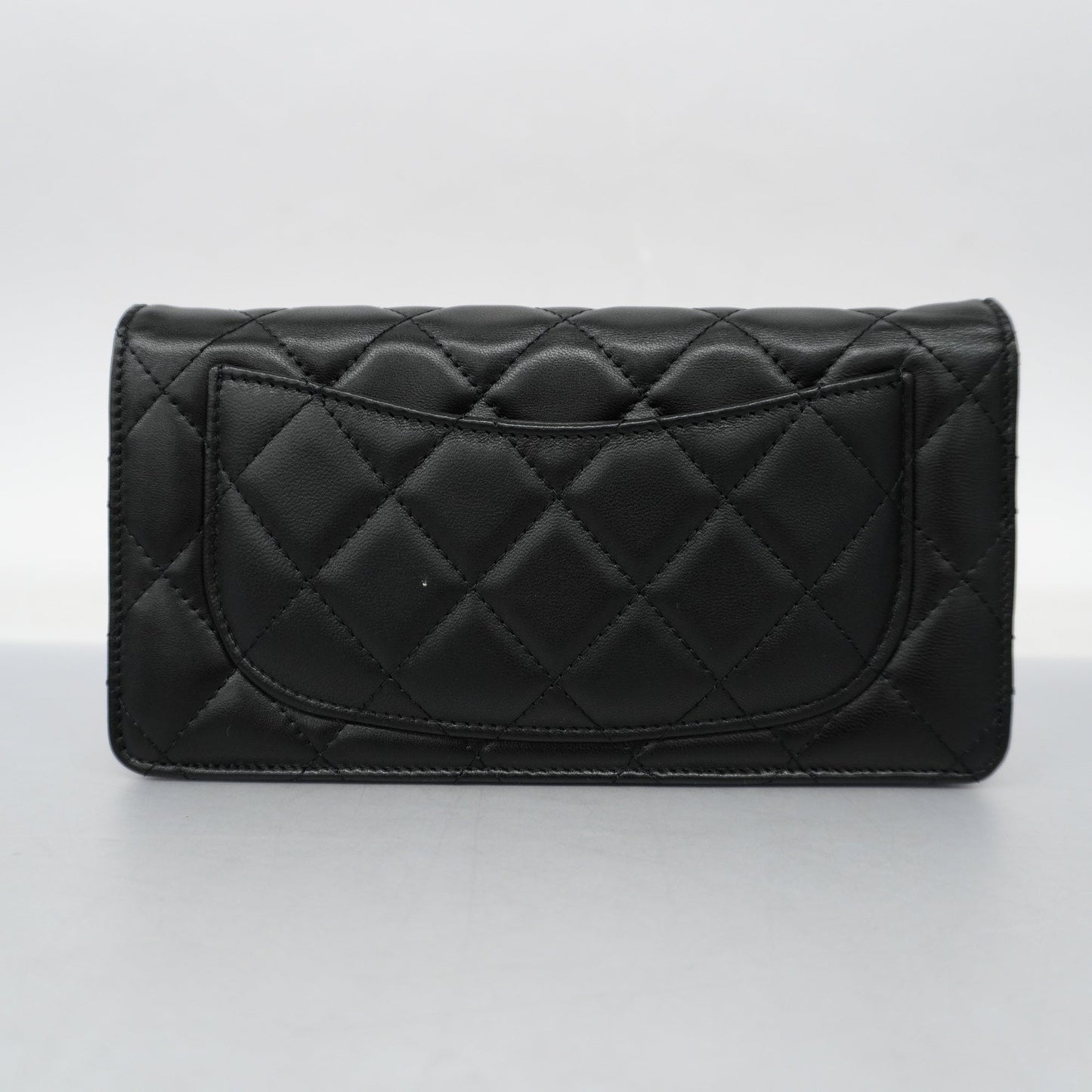 CHANEL Matelasse Silver Metal Fittings Women's Lambskin Long Wallet Black