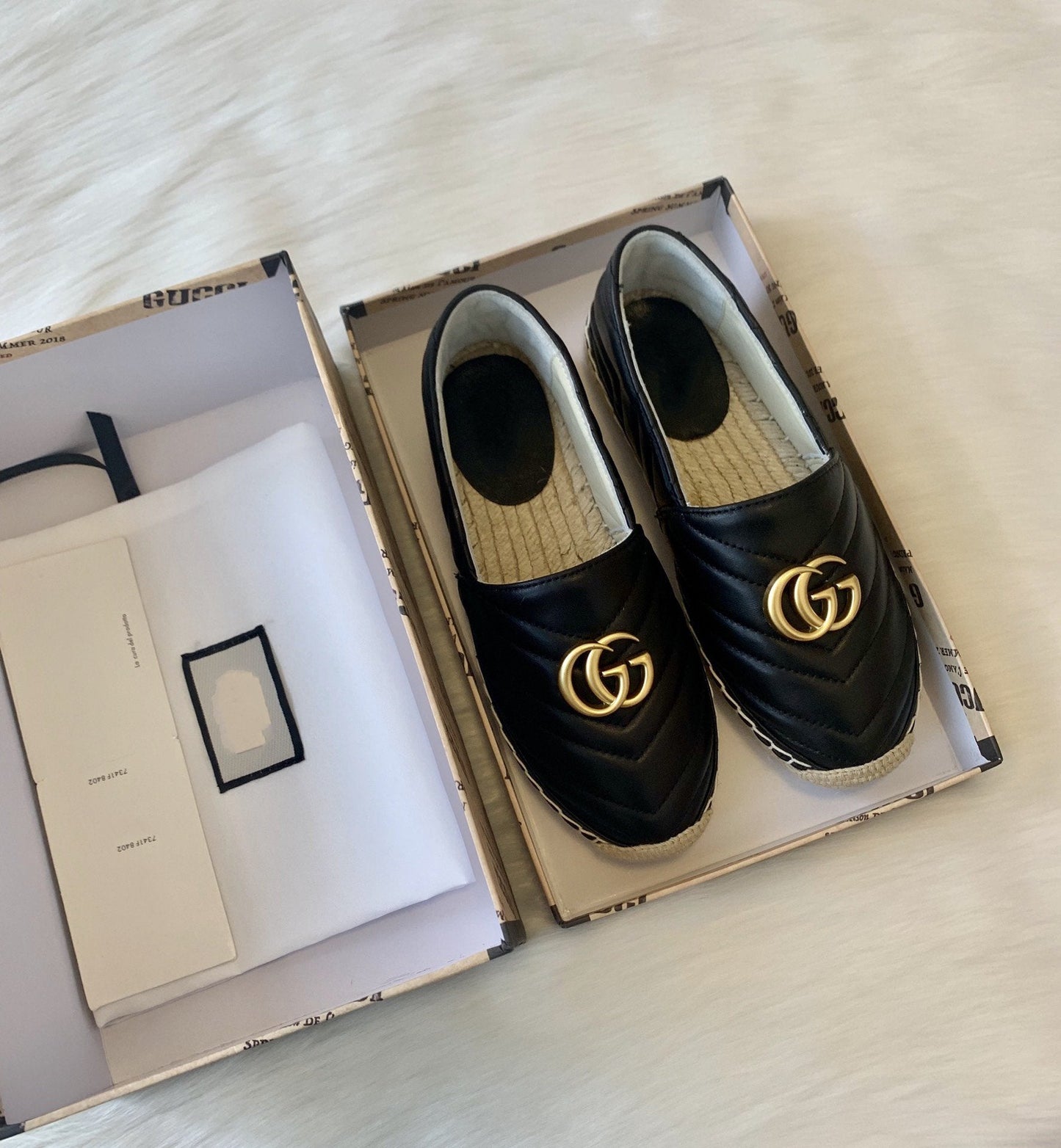 Luxury Gucci gg espadrilles black calfskin
