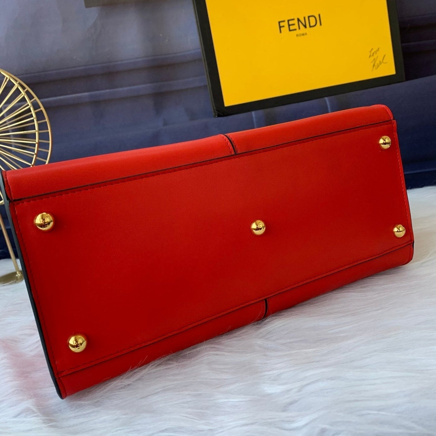 Luxury FendiPeekaboo X-lite medium 30cm Bag red lambskin gold hardware