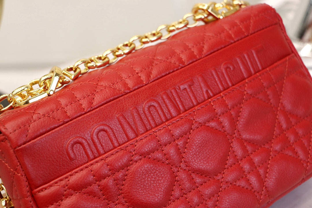 Luxury DiorCARO MINI BAG 20 IN CANDY RED CALFSKIN