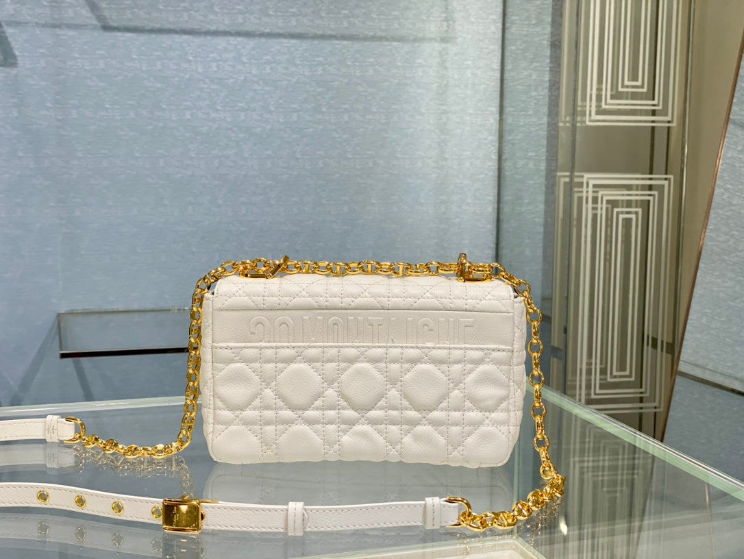 Luxury DiorSMALL CARO BAG 20 WHITE CALFSKIN