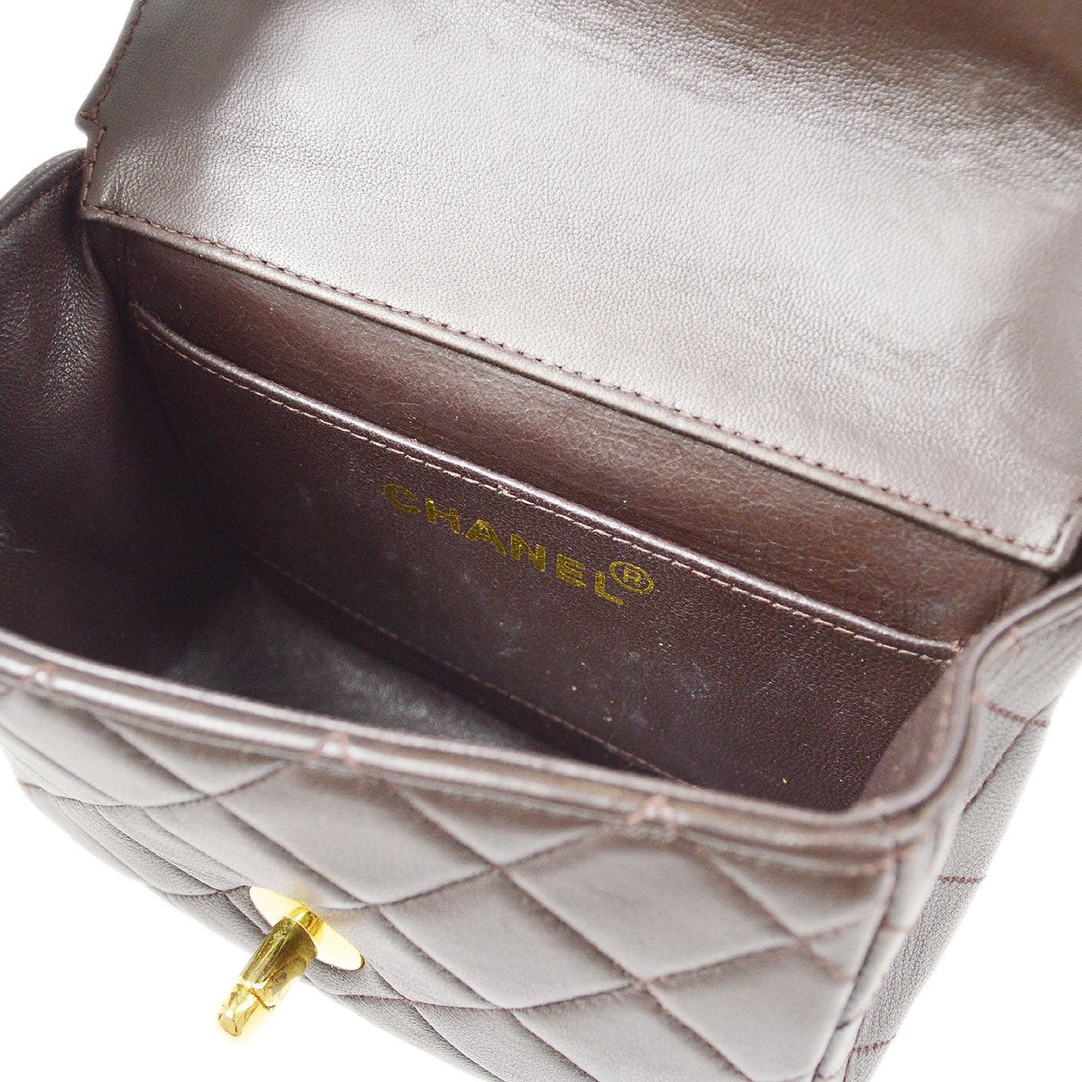 CHANEL 1994 Classic Flap Handbag Set Brown Lambskin 92075