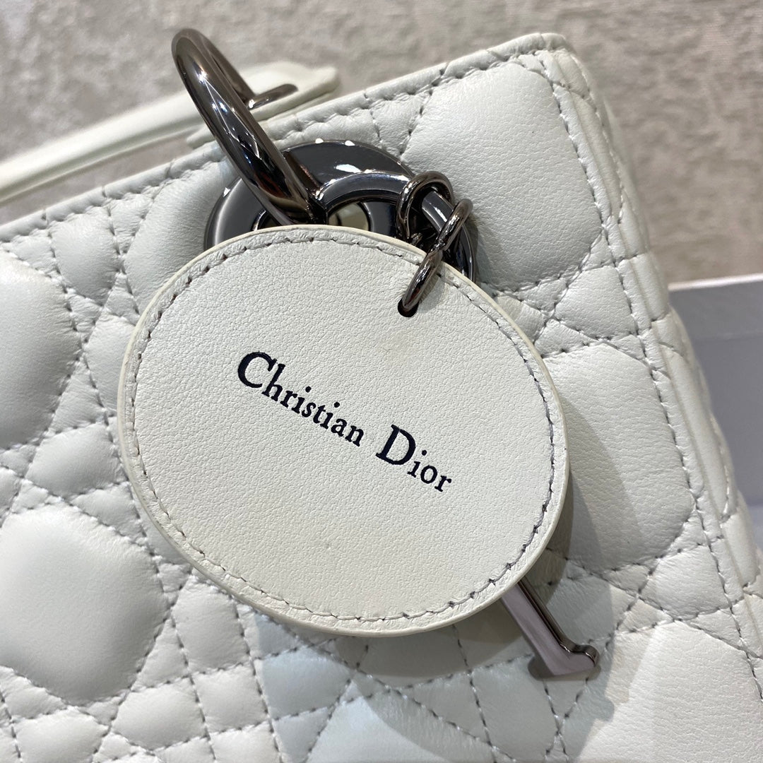 Luxury Diorsmall lady 20 white lambskin shw