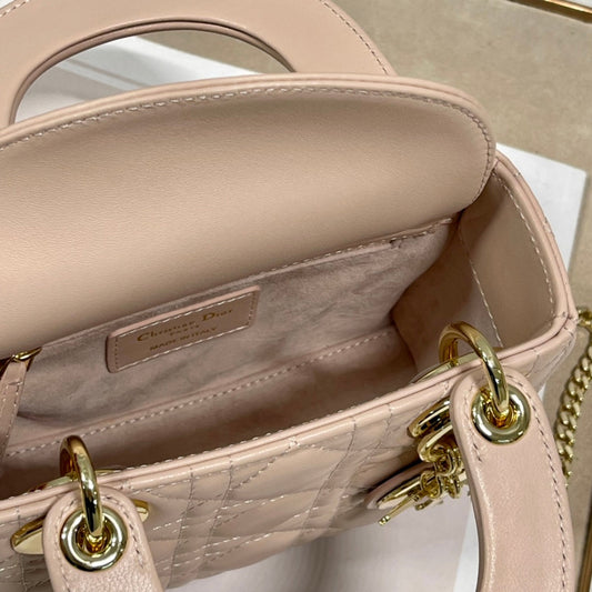 Luxury Diormini lady 17 power beige lambskin