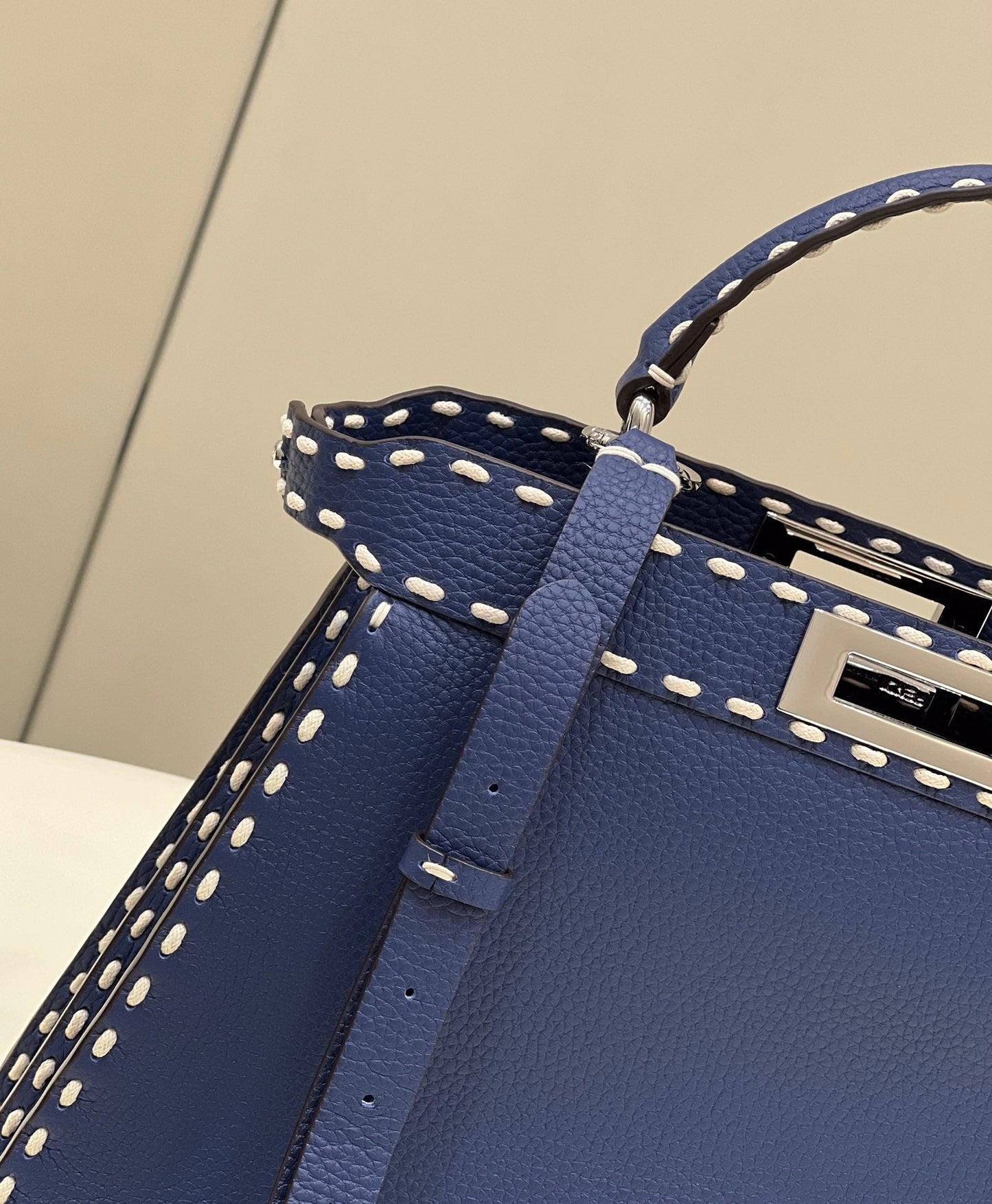 Luxury FendiPEEKABOO ISEEU 33 IN NAVY BLUE GRAINED CALFSKIN SILVER HARDWARE