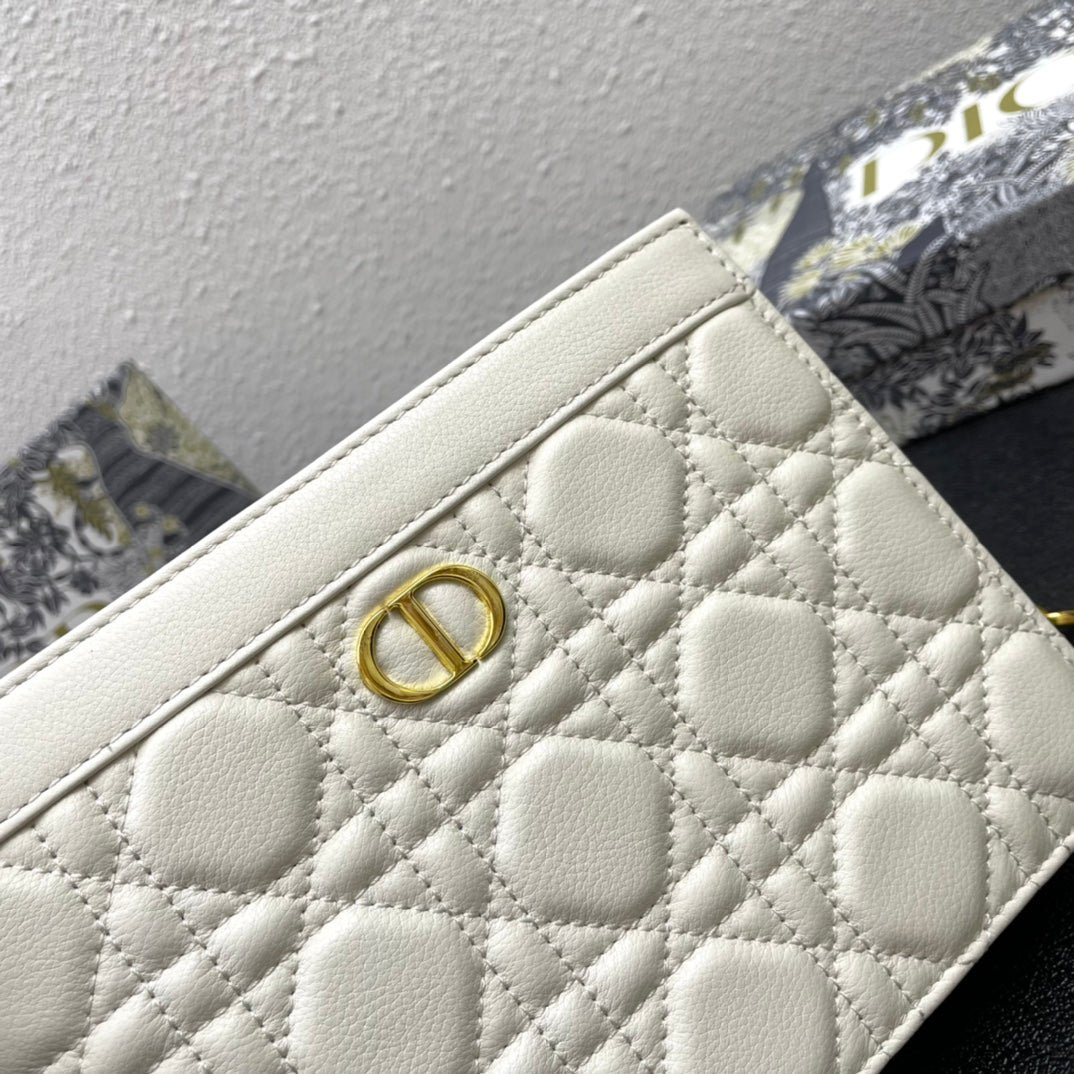 Luxury DiorCARO POUCH 19 BAG IN WHITE CALFSKIN