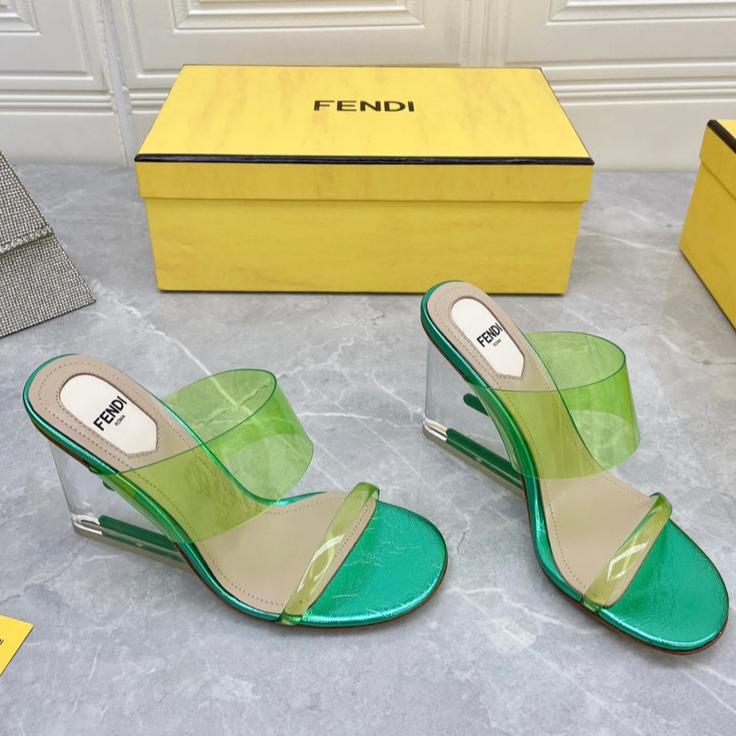Luxury FendiLuxury FendiFIRST 95 MM HIGH-HEELED SANDAL IN GREEN FERN TPU FILM AND LAMBSKIN
