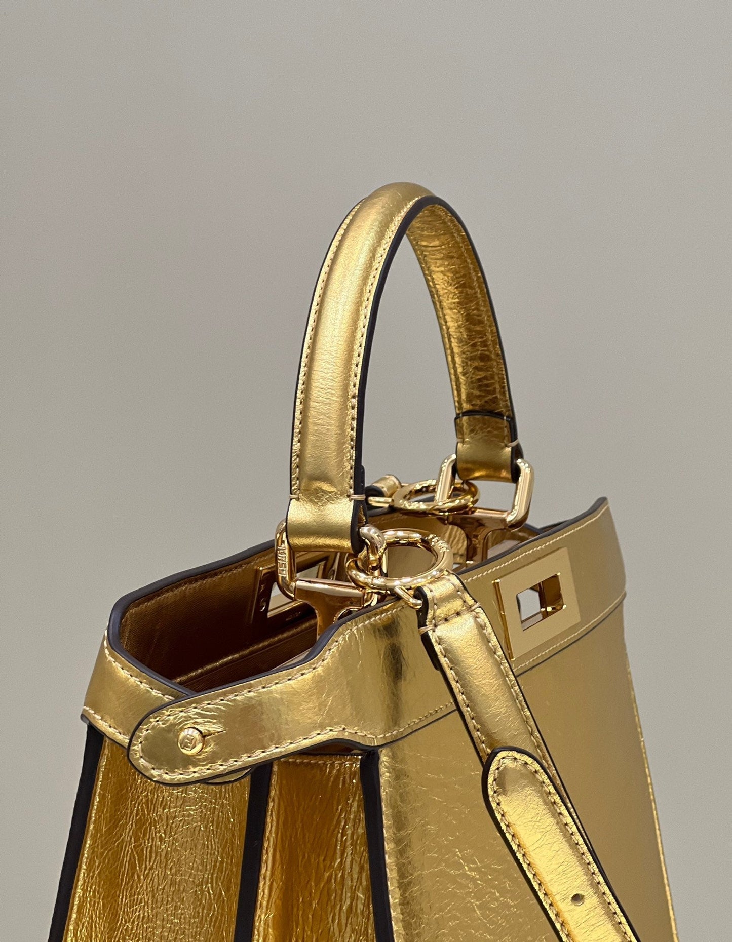 Luxury FendiPEEKABOO ISEEU 33 IN GOLD METALLIC CALFSKIN GOLD HARDWARE