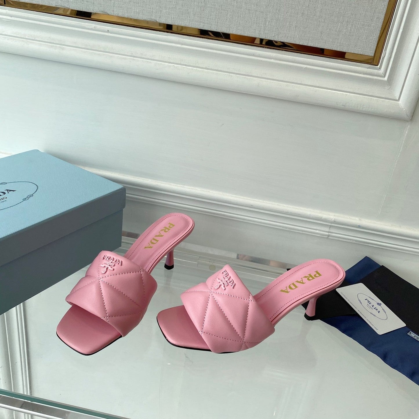 Luxury PradaQUILTED HIGH HEELS SANDALS 65 PINK LAMBSKIN