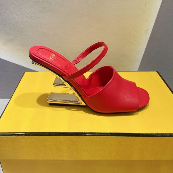 Luxury FendiLuxury FendiFIRST 95 MM HIGH-HEELED SANDAL IN CHERRY RED LAMBSKIN GOLD HARDWARE