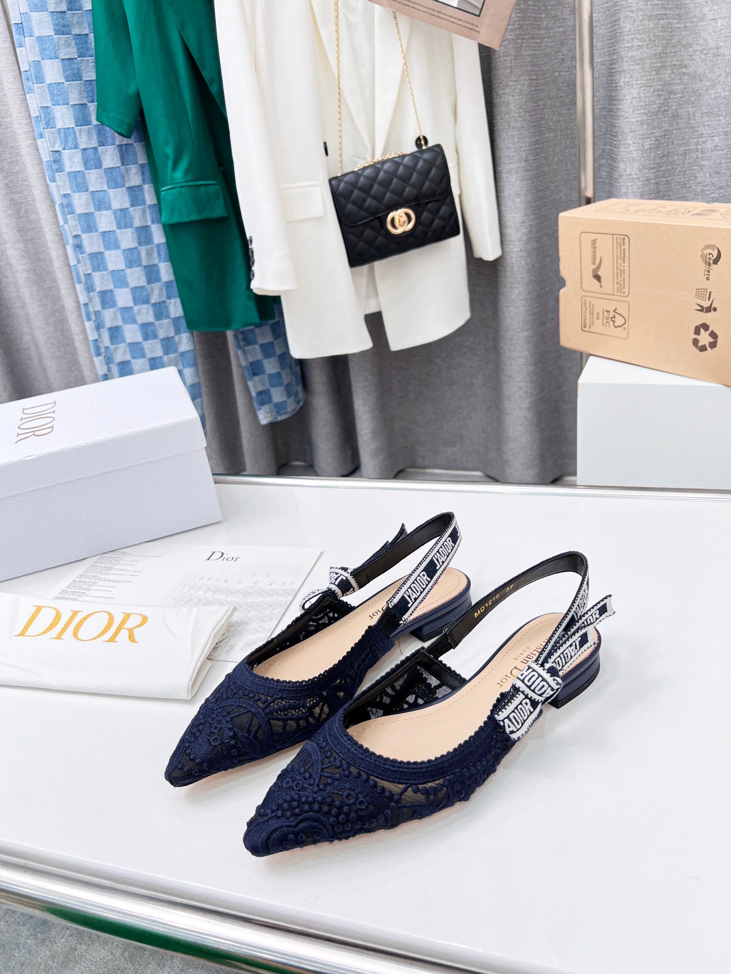 Luxury Dior25 J'A Luxury DiorSlingback Flat Mesh Fabric 237966