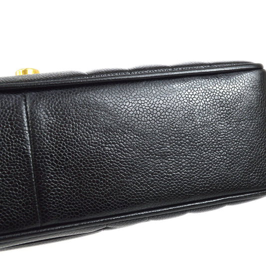 CHANEL 1994-1996 Black Caviar Vertical Classic Flap Jumbo 73576