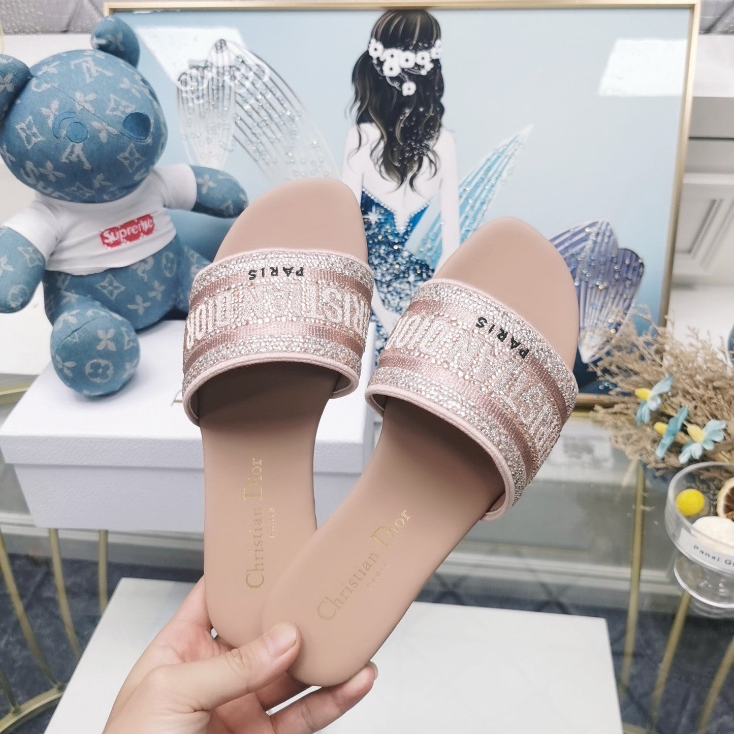 Luxury DiorMule Dway Slide 10mm Multi-motifs Style 23
