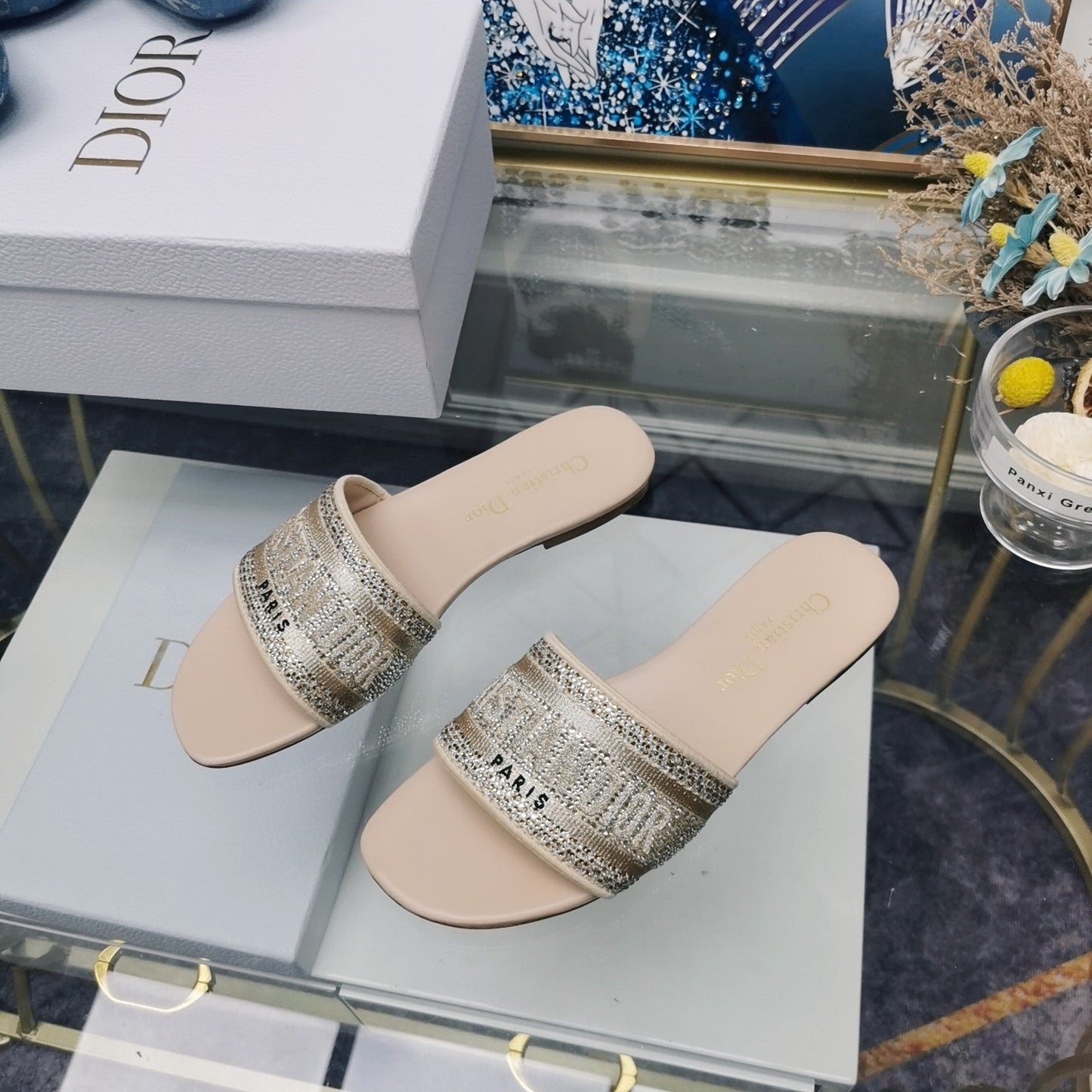 Luxury DiorMule Dway Slide 10mm Multi-motifs Style 22
