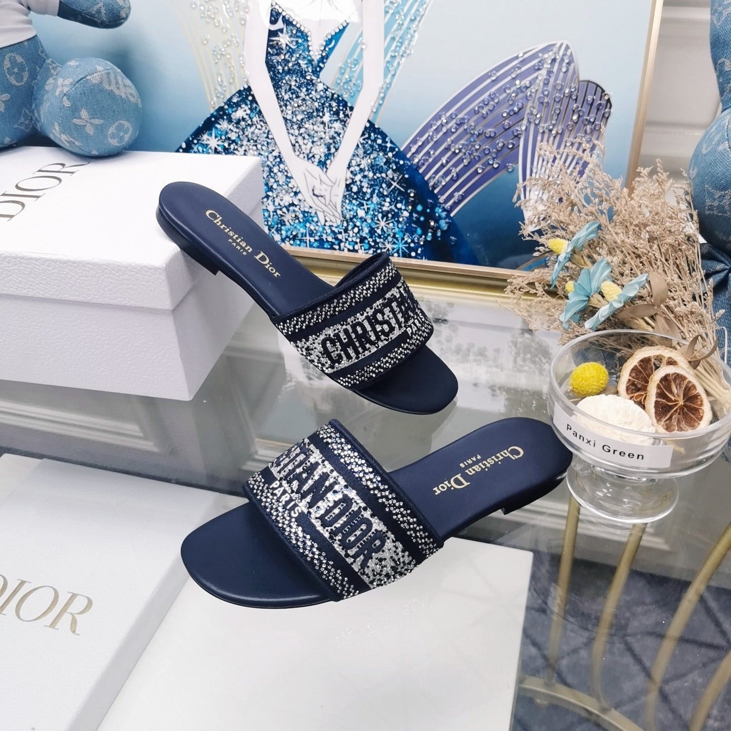 Luxury DiorMule Dway Slide 10mm Multi-motifs Style 20