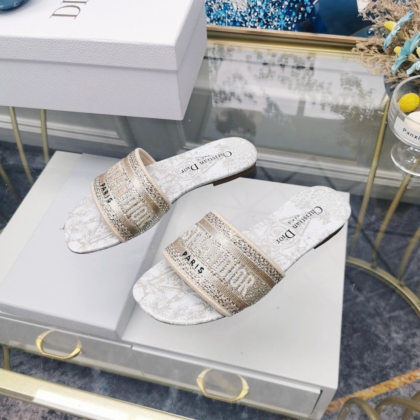 Luxury DiorMule Dway Slide 10mm Multi-motifs Style 18