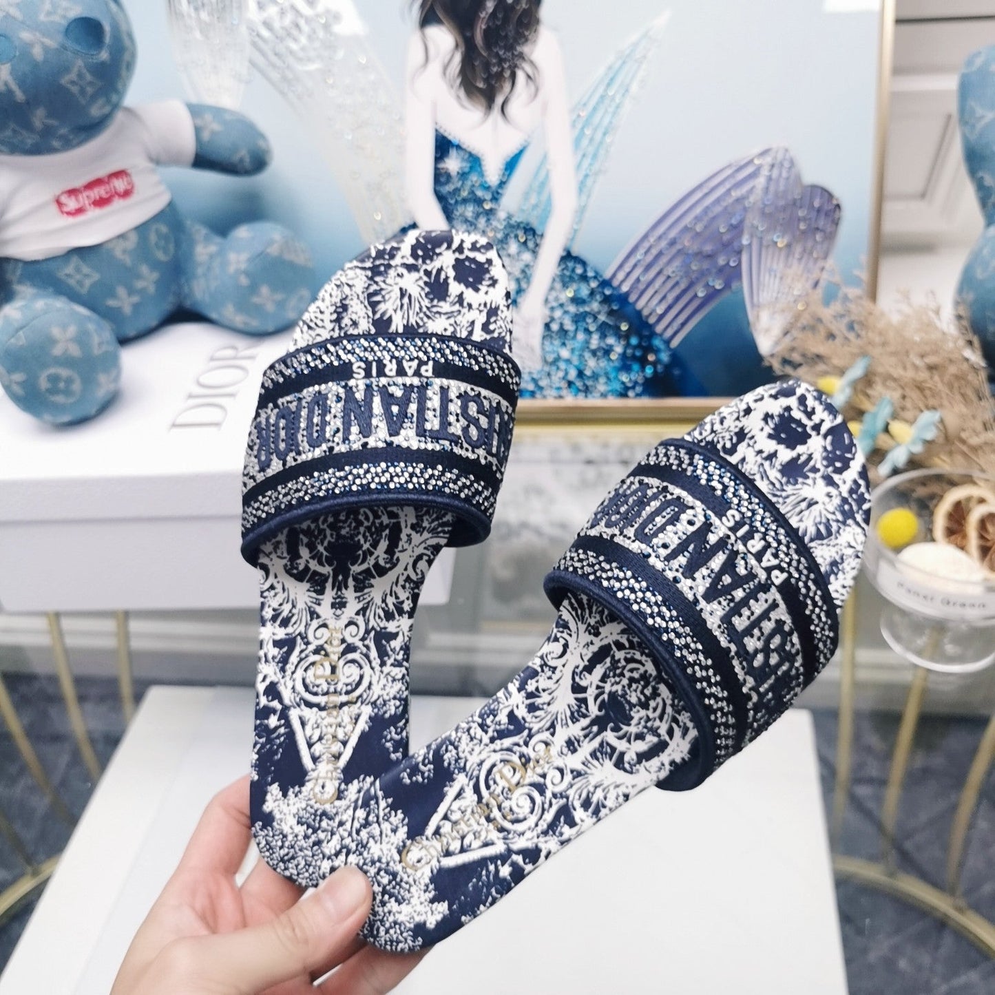 Luxury DiorMule Dway Slide 10mm Multi-motifs Style 15