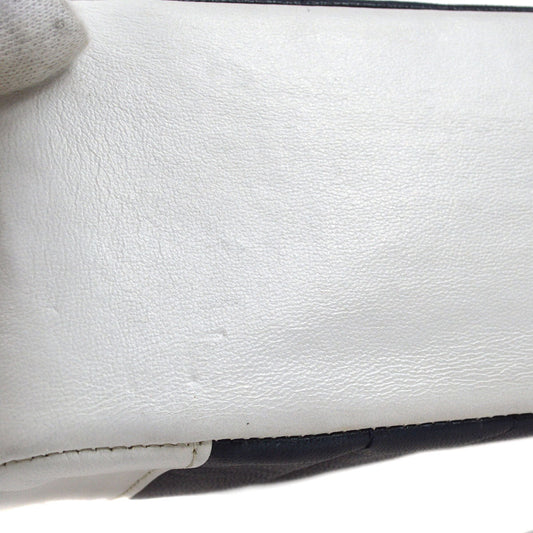 CHANEL★ 1993 Navy White Lambskin Vertical Border Flap Small 85081
