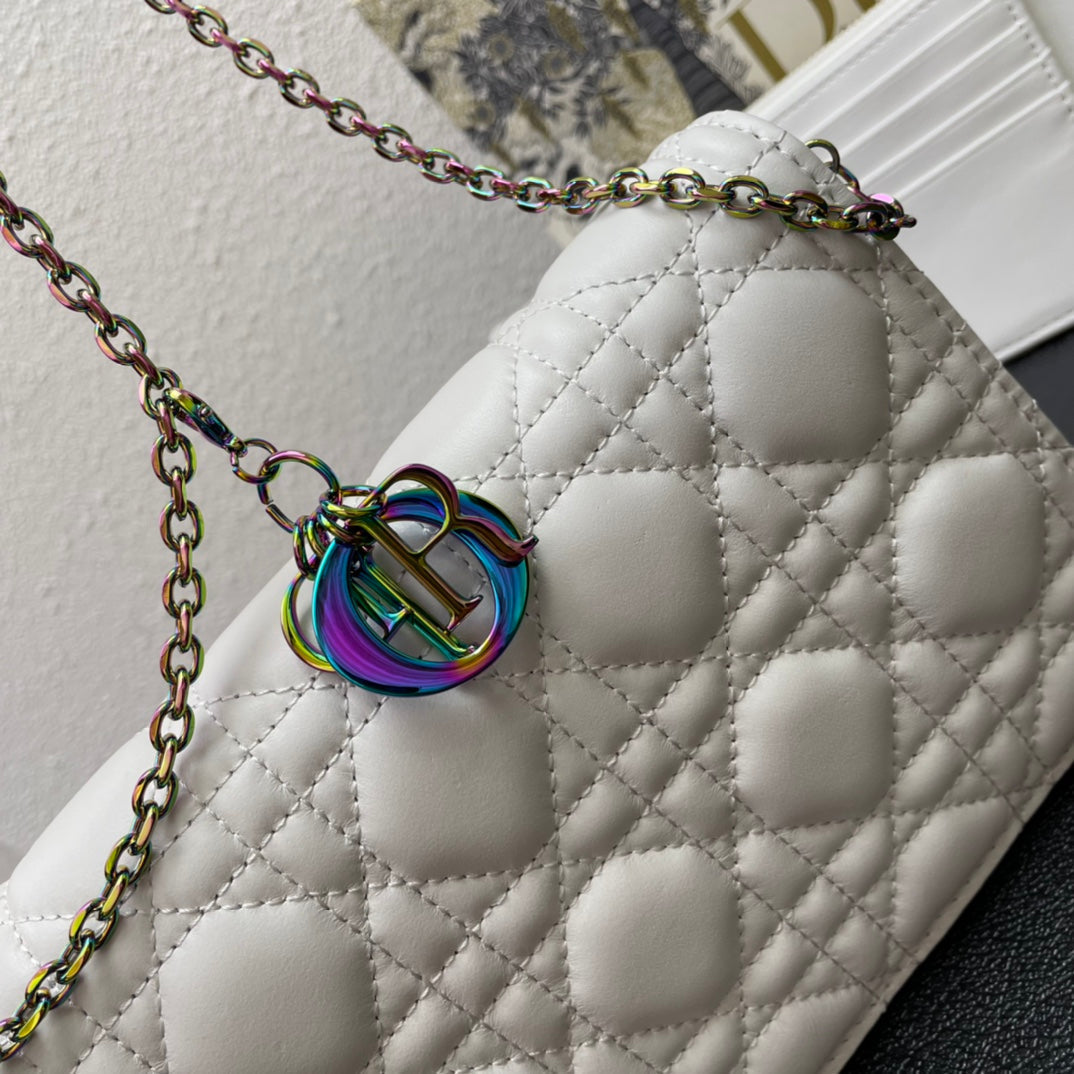 Luxury DiorCARO SLIM POUCH 21 BAG IN WHITE CALFSKIN