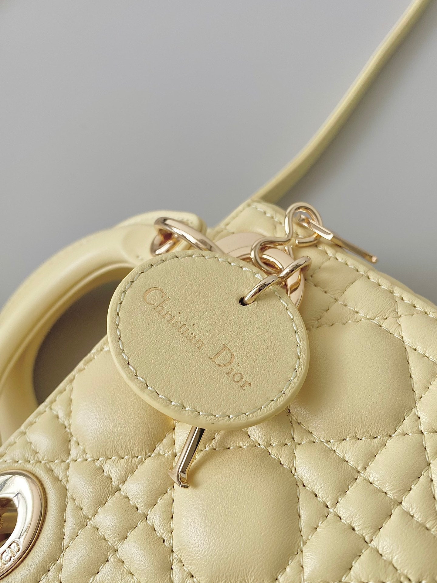 Luxury DiorMICRO LADY 12 BAG IN LIGHT YELLOW LAMBSKIN