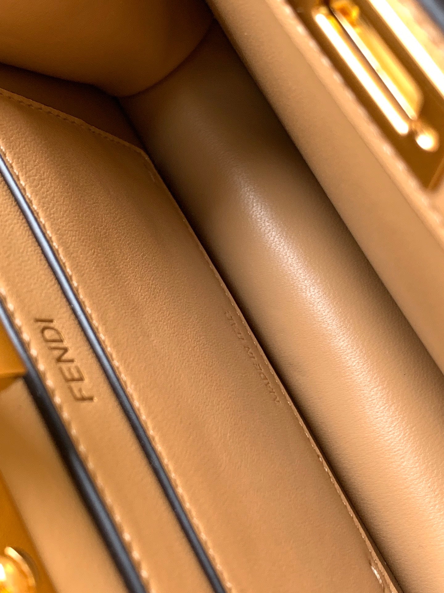 Luxury FendiPeekaboo ISeeU Petite 20 Bag Light Brown Lambskin Ghw