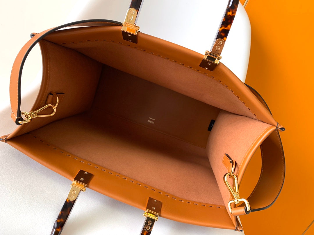 Luxury FendiFend Sunshine Medium Bag 35 Tan Leather