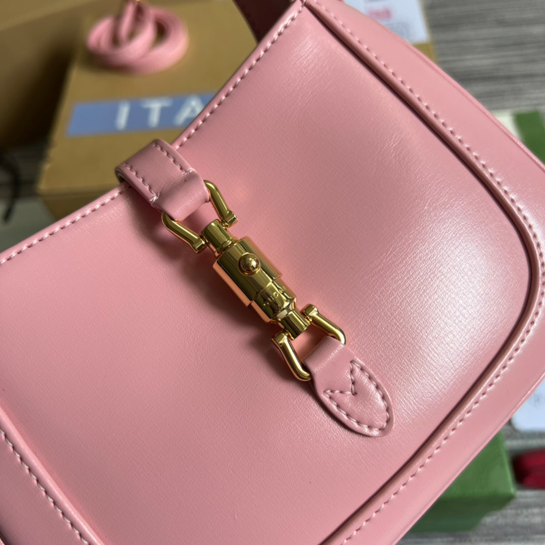Luxury Gucci GG JACKIE MINI 19 SHOULDER BAG IN PINK PATEL CALFSKIN