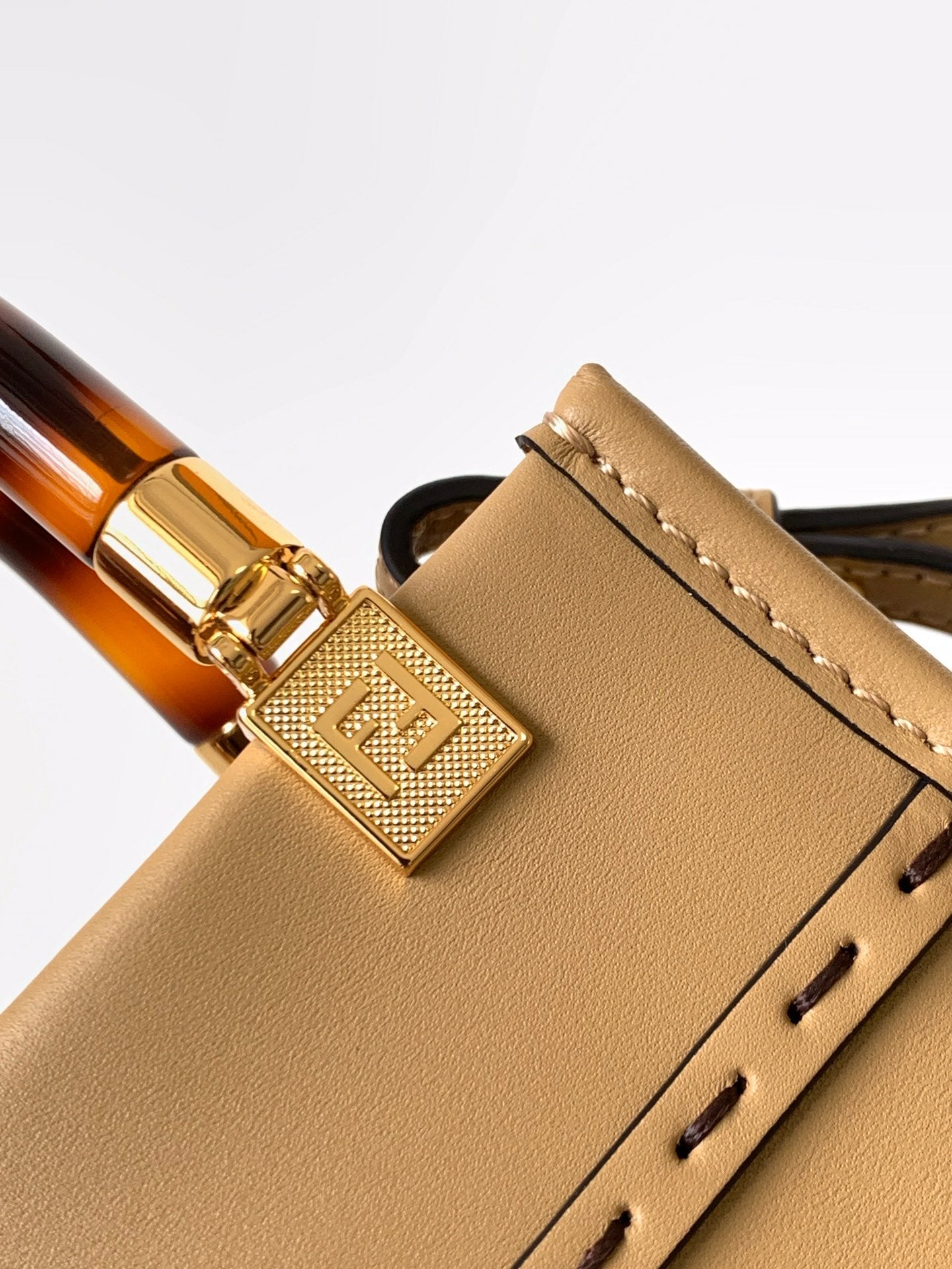 Luxury FendiFend Mini Sunshine Shopper Bag 18 Beige Leather